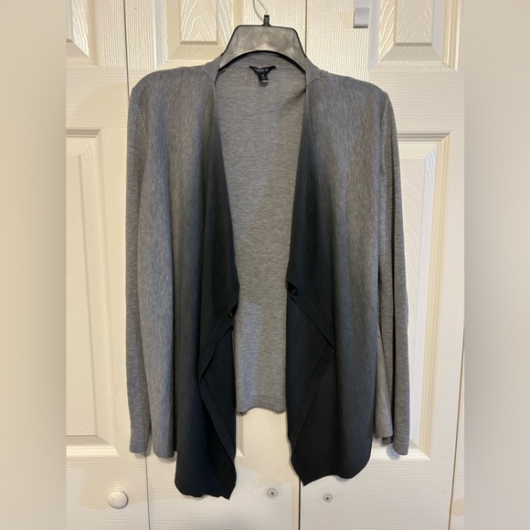 Lafayette 148 Womens Open Cardigan Waterfall Hem Long Sleeve Heather Gray Size S - Picture 2 of 6